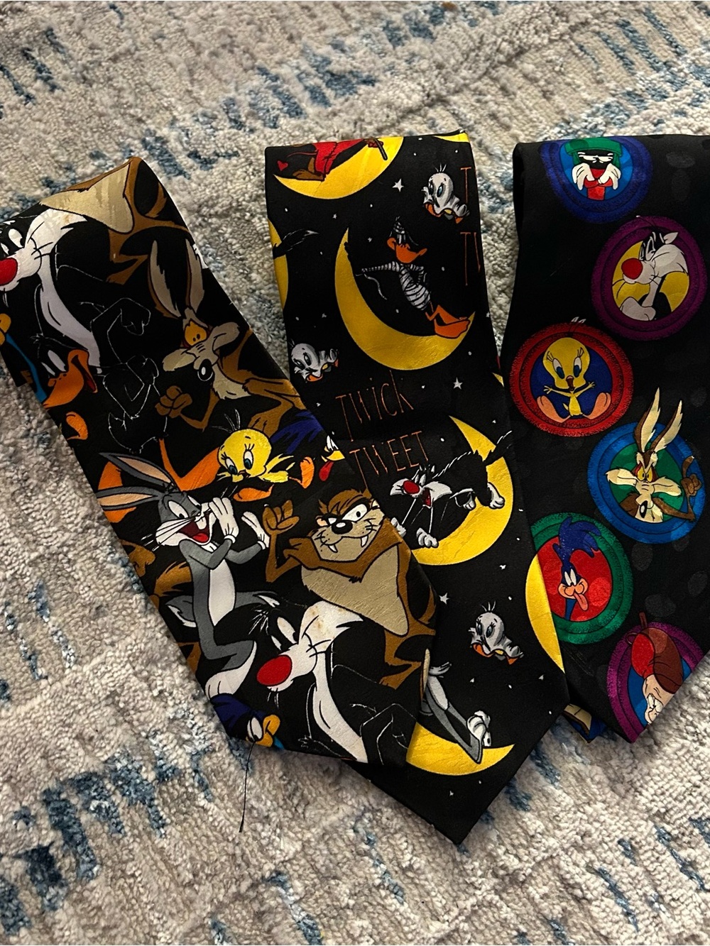 Looney Tunes Character Necktie Set - Black with Yellow & Multi 90’s